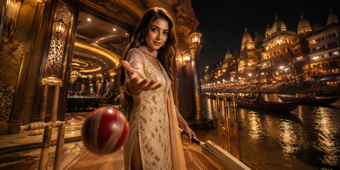 Teen Patti and cricket fans playing cards at Varanasi ghat